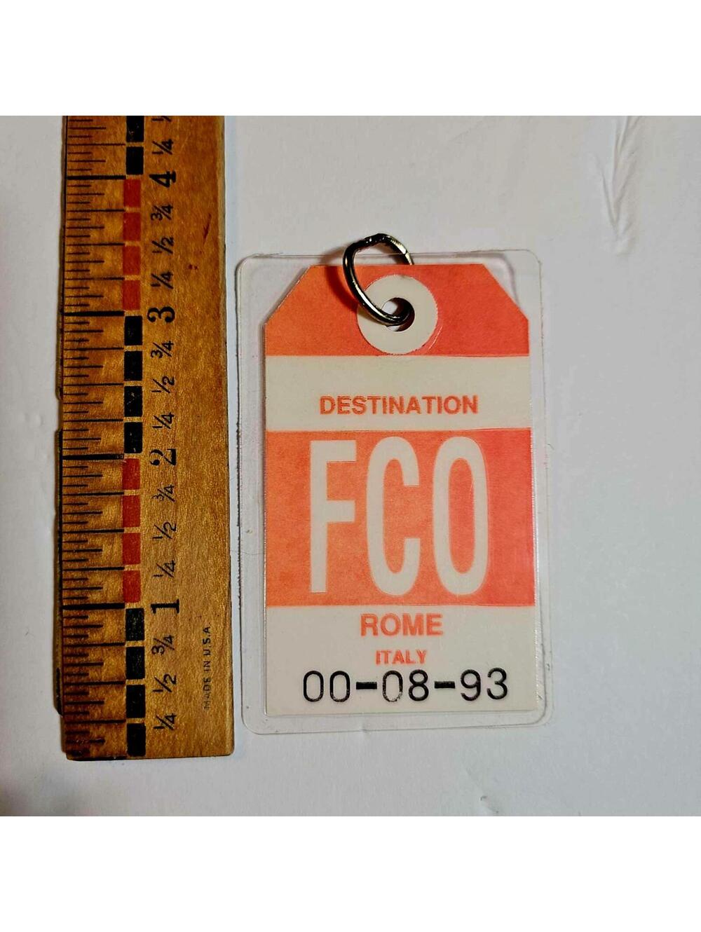Vintage - Inspired Luggage Tag Destination FCO) Rome, Italy